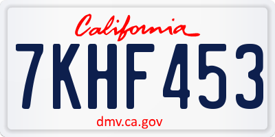 CA license plate 7KHF453