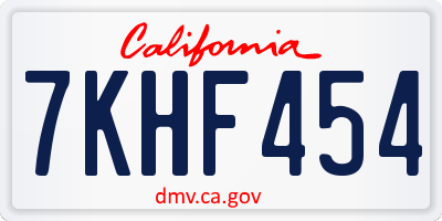 CA license plate 7KHF454