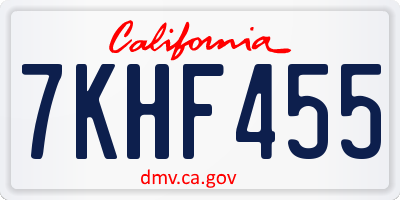 CA license plate 7KHF455