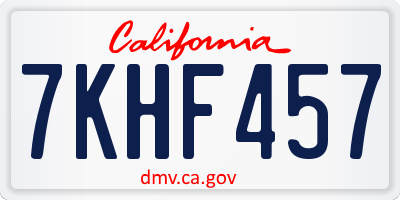 CA license plate 7KHF457