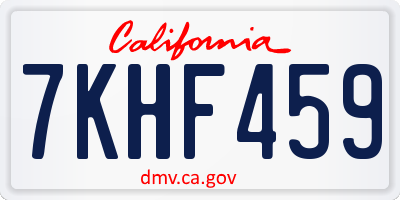 CA license plate 7KHF459