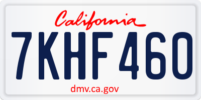 CA license plate 7KHF460