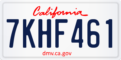CA license plate 7KHF461