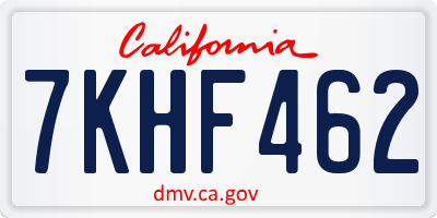 CA license plate 7KHF462