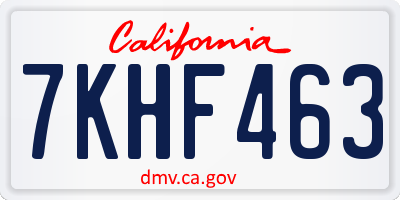 CA license plate 7KHF463