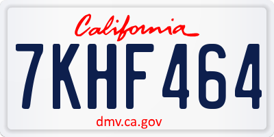 CA license plate 7KHF464