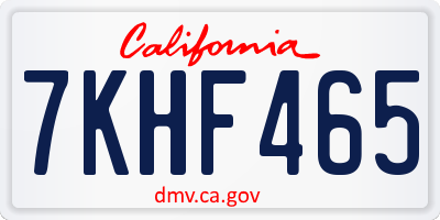 CA license plate 7KHF465