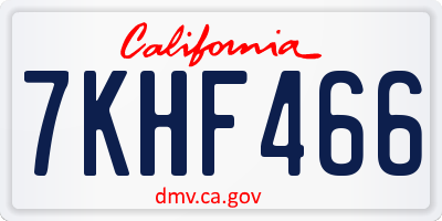 CA license plate 7KHF466