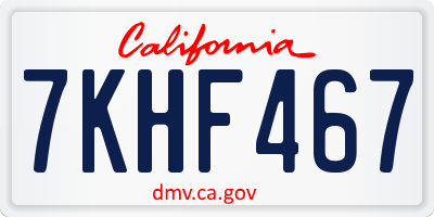 CA license plate 7KHF467