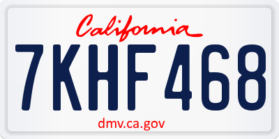 CA license plate 7KHF468