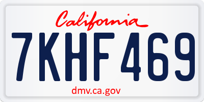 CA license plate 7KHF469