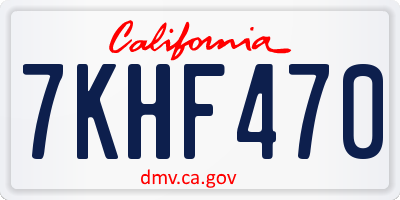 CA license plate 7KHF470