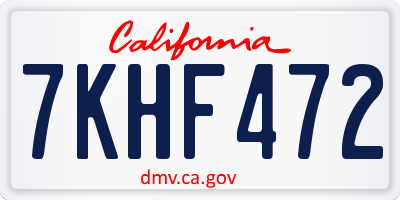 CA license plate 7KHF472