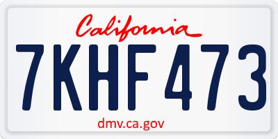 CA license plate 7KHF473