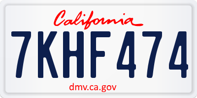 CA license plate 7KHF474