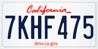 CA license plate 7KHF475
