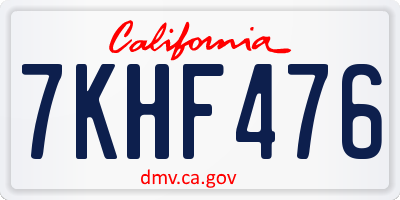 CA license plate 7KHF476