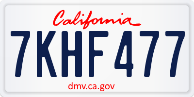 CA license plate 7KHF477