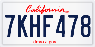 CA license plate 7KHF478