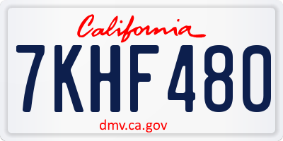 CA license plate 7KHF480