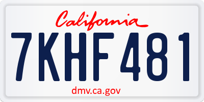 CA license plate 7KHF481