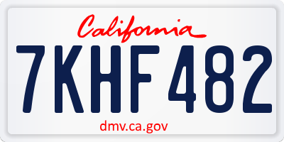 CA license plate 7KHF482
