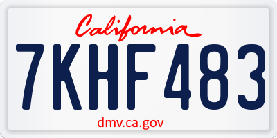 CA license plate 7KHF483