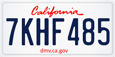 CA license plate 7KHF485