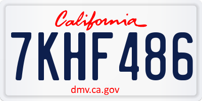 CA license plate 7KHF486