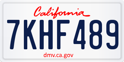 CA license plate 7KHF489