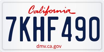 CA license plate 7KHF490