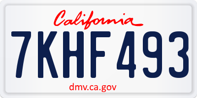 CA license plate 7KHF493