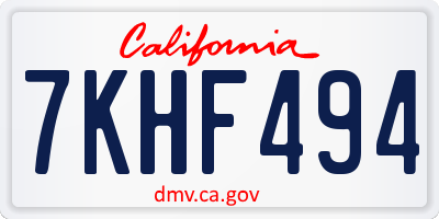CA license plate 7KHF494