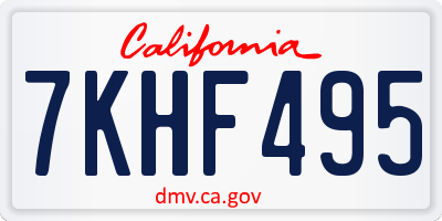 CA license plate 7KHF495