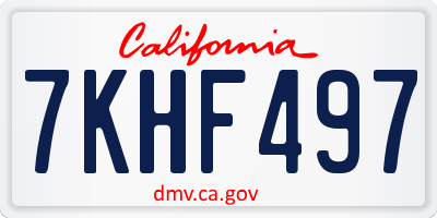 CA license plate 7KHF497