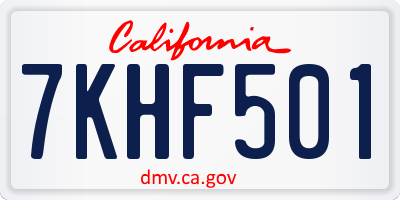 CA license plate 7KHF501