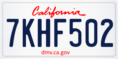 CA license plate 7KHF502