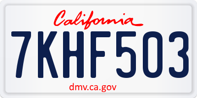 CA license plate 7KHF503