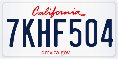 CA license plate 7KHF504