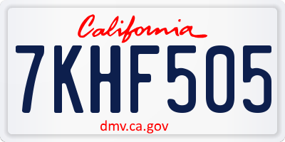 CA license plate 7KHF505