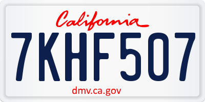 CA license plate 7KHF507