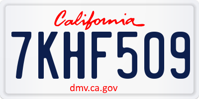 CA license plate 7KHF509