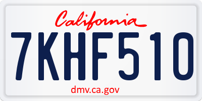 CA license plate 7KHF510