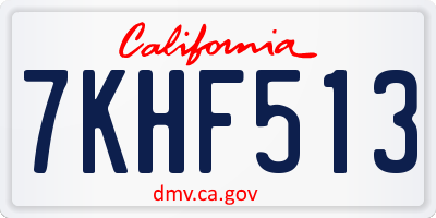 CA license plate 7KHF513