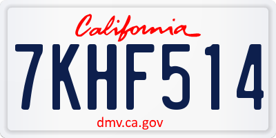 CA license plate 7KHF514