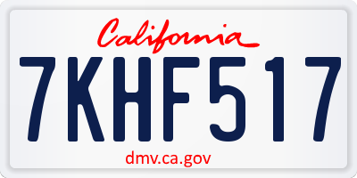 CA license plate 7KHF517