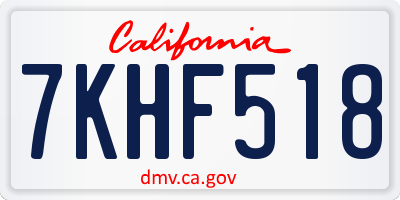 CA license plate 7KHF518