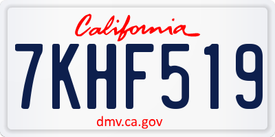 CA license plate 7KHF519