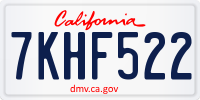 CA license plate 7KHF522