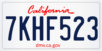 CA license plate 7KHF523